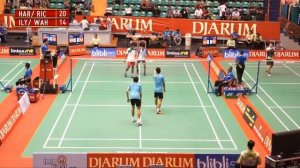 Hardianto/ Ricky Karanda S. (PB Mutiara Bandung) VS M. Ilyas/ Wahyu Risdjantono (PB Mustika Kalsel)