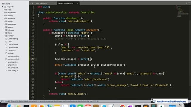 Laravel 11 Tutorial #9 | eCommerce with MongoDB: Validate Admin Login Form | Laravel Validator Clas