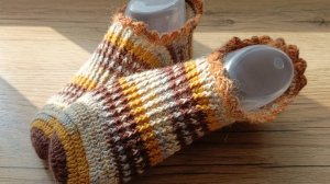 Следки " Осень " крючком . Подробный мастер класс .