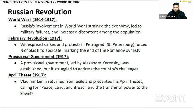 NDA & CDS 1 2024 Exam GK Live - World History - Class 2