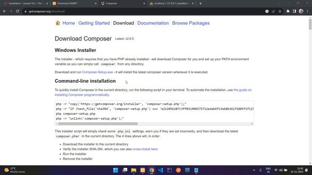 Laravel 10 Tutorial - How to install and run the laravel 10 application on windows 11 using compose