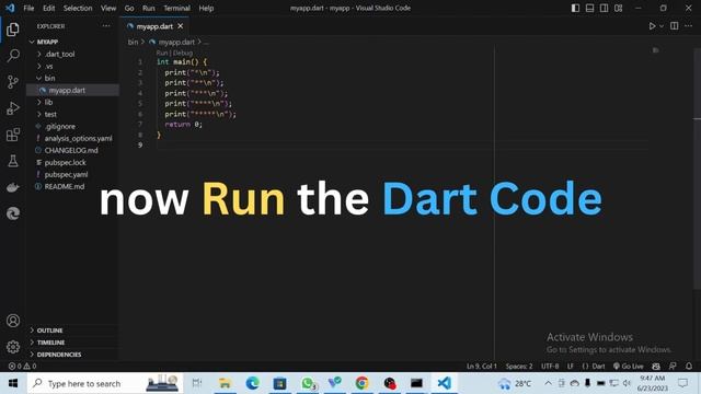 Run Basic Dart Program || open file with cmd
