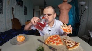 МУКБАНГ ПИЦЦА 4 ВИДА В ОДНОЙ / PIZZA / РОЛЛЫ ЗАПЕЧЕНЫЕ / ОБЖОР / EATING MUKBANG ASMR АСМР