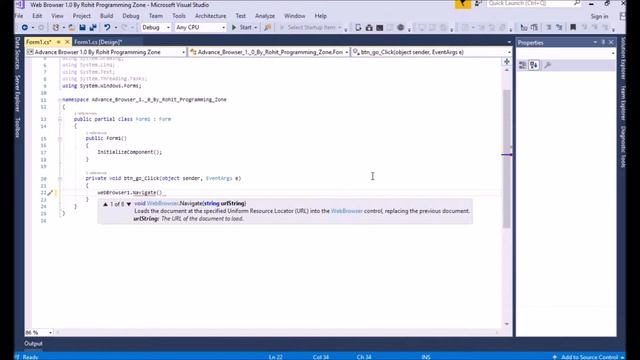 WebBrowser in C# Visual studio By Rohit Programming Zone