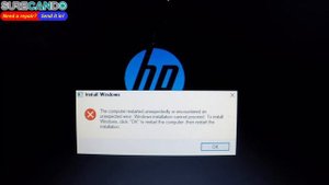 The computer restarted unexpectedly or encountered an unexpected error. Windows installation cannot