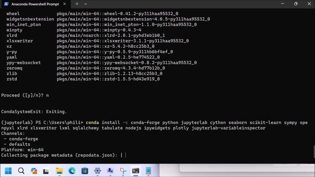 Installing Anaconda 2023-09 and VSCode on Windows 11 23H2 using WinGet