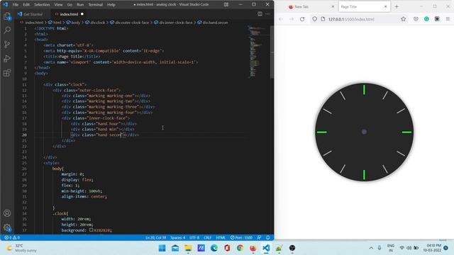 Simple Analog Clock using HTML, CSS and JavaScript | Web Development Skills