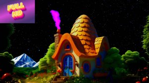 Фон для монтажа "Волшебный домик днем и ночью". Cartoon background "Magic house day and night".