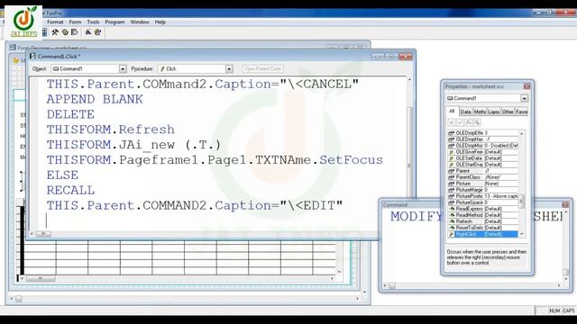 Create School Management Project in Visual FoxPro || Marksheet Form Coding In Hindi