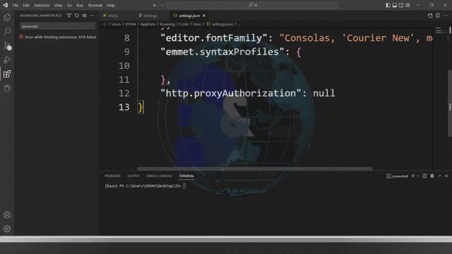 How to Fix Error While Fetching Extensions. XHR Failed in Vs Code - Microsoft Visual Studio Code