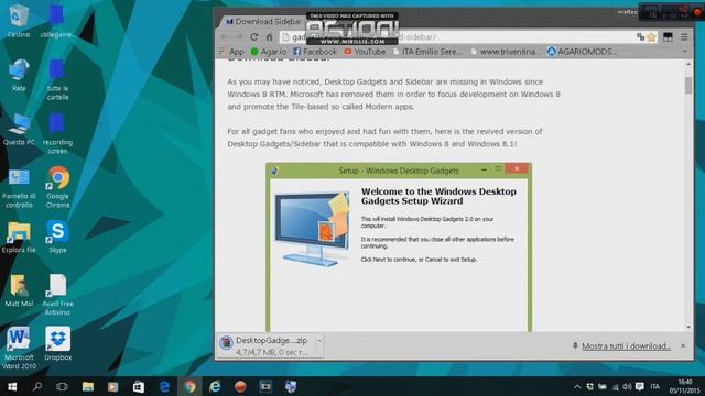 come mettere gadget su windows 10/8/8.1