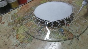 Роспись новогодней тарелки! Кружево + декупаж!