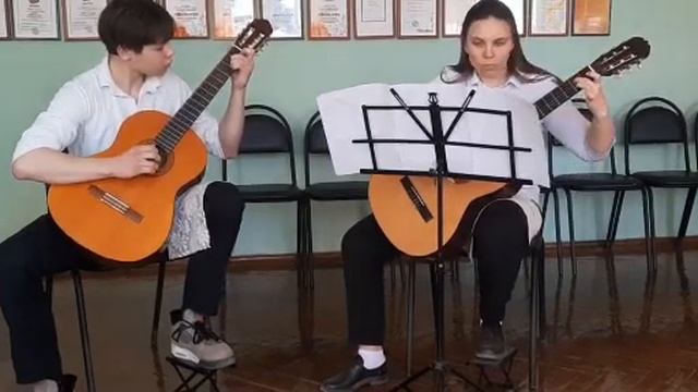 Ансамбль - учитель ученик Рязапов Ильнар 14 лет, Туркина Н.А. " У камина" В .Ерзунов. смотреть онлайн