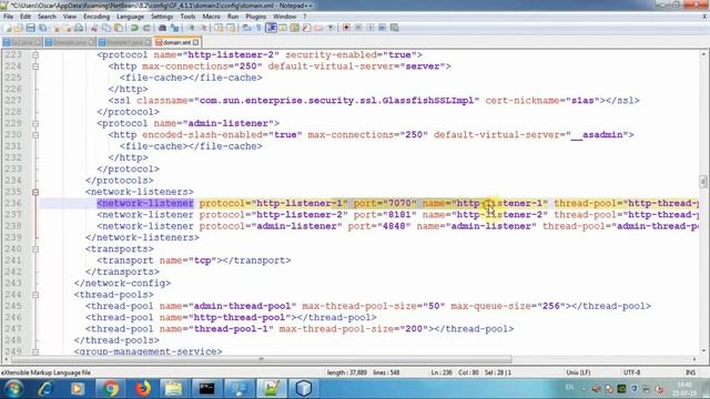 how to change glashfish server port no