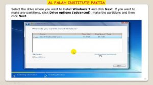 Windows 7 Installation in Pashto