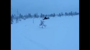 На мотособаке от Ростин зимой по снегу