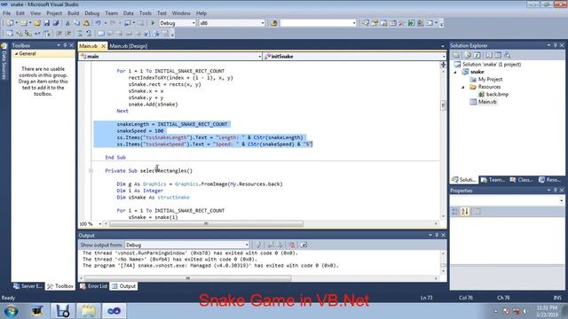 Snake Game in VB.Net with source code