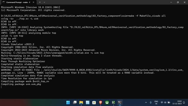 Xilinx vivado to run UVM 1.2 with the Makefile in windows 11 - VLSI FRONTEND