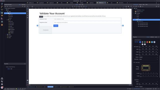 Tidying up the registration and code validation screens