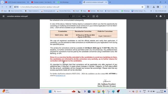 NEET correction window 2024|NEET 2024|Correction window for Neet 2024 application form।
