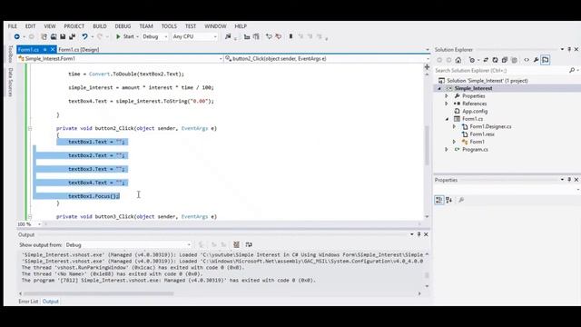 Simple Interest in C# Using Windows Form