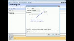 Disk Partition using Acronis Media version 11.5