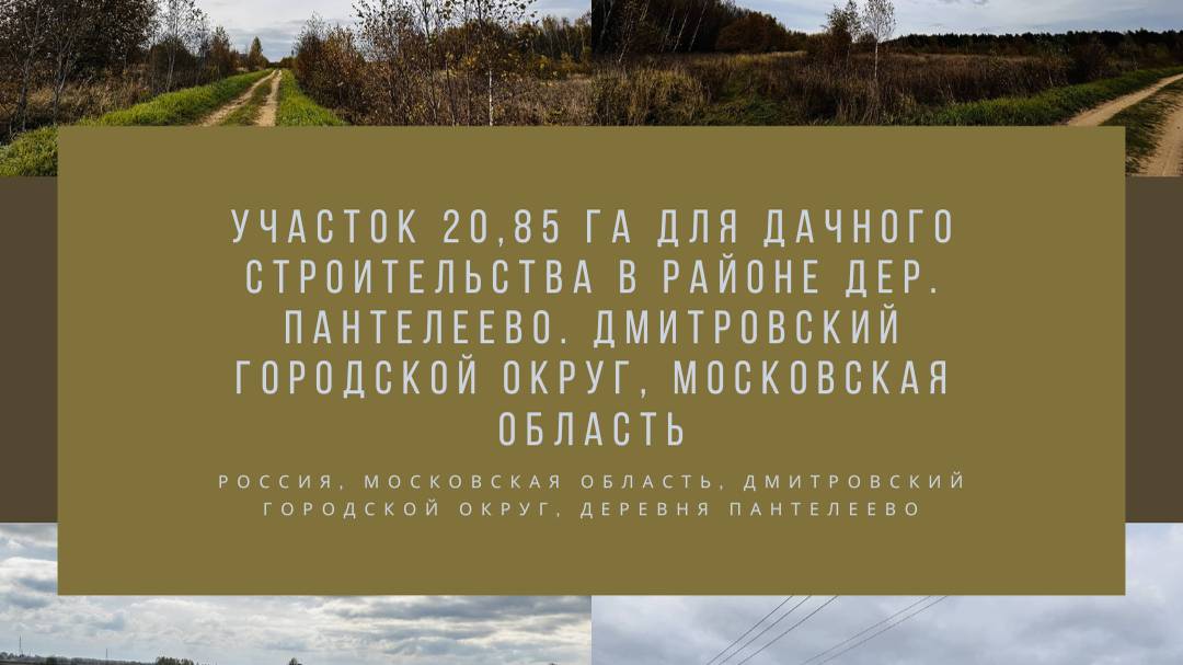 Участок 2085 га для дачного строительства в районе дер. Пантелеево. Дмитровский городской округ Мо