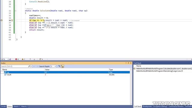 11-3. Debugging - Locals and Autos Windows | C# Programming for Absolute Beginners