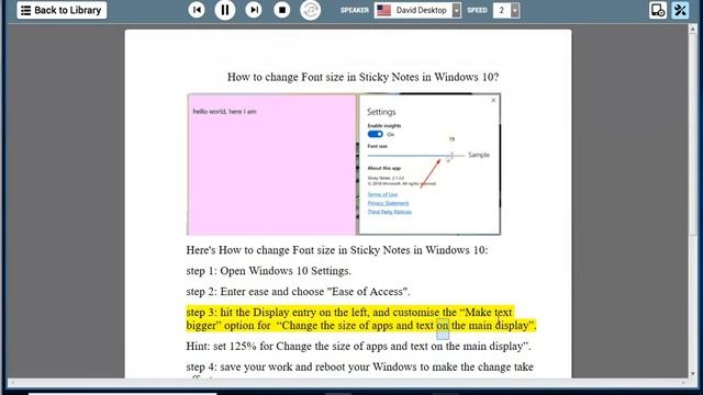Change Font size in Sticky Notes in Windows 10