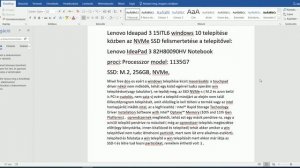 Lenovo Ideapad 3 15ITL6 Windows 10 telepítése, NVMe SSD meghajtó felismertetése