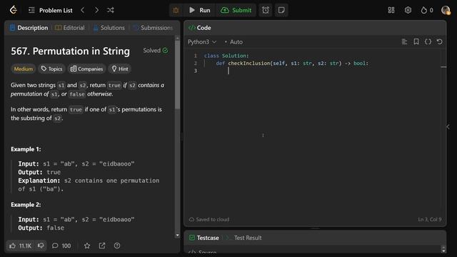 Permutation in String - Leetcode 567 - Fixed Sliding Window (Python)