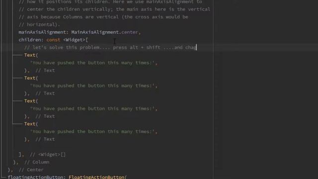 How we can edit multiple lines in android studio flutter  tutorial