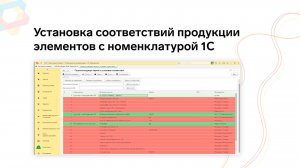 Установка соответствий продукции - элементов с номенклатурой 1С