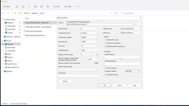 How to do encryption and decryption of files using 7zip with AES-256.