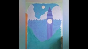 Роспись стены акриловыми красками в кабинете иностранного языка