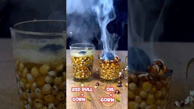1000°C RHCB vs RedBull +Corn vs Oil + Corn😱#satisfying #asmrsounds #experiment #science #rhcb #corn