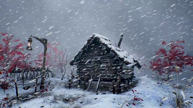Холодная, эпическая снежная буря и пронизывающий ветер создают белый шум. Сильная метель