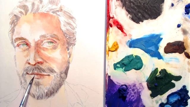 Painting Raul Esparza with gouache смотреть онлайн