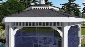 16ft Vinyl Octagon Gazebo w/ 4 Track Window System by fifthroom.com