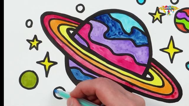 Рисование, раскрашивание и раскраска Планеты и астронавта для детей и ясельного возраста Рисуй, рису