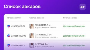 Список заказов ЕКОМ+