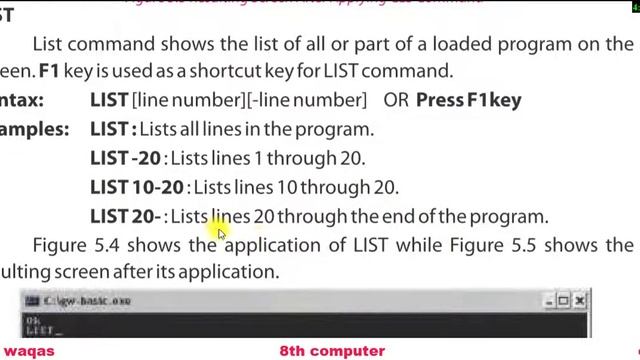 BASIC commands | cls command | list commnad| save command| run command|load command| 8th computer