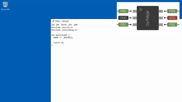 How to Blink a LED with ATtiny10 Microcontroller