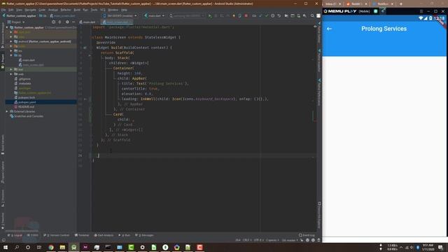 AppBar underneath main content - Custom appbar in flutter