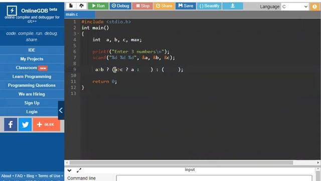 C Program to find greatest of 3 numbers using conditional operator by Dr.E.Raju