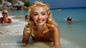 AI Retro Future 1950 SUMMER AT THE BEACH 1950s super panavision 70