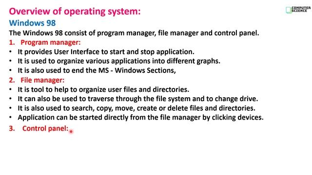 12th Comp. Sci. Paper-I : Chapter-1 | Operating System | Overview and Features of Win 98, NT | Linu