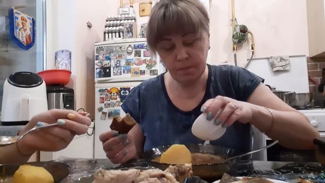 Любашкины посидели на кухни/Куриный суп   с Жареной лапшой Свои Батончики  из Духовки,Вкусненько