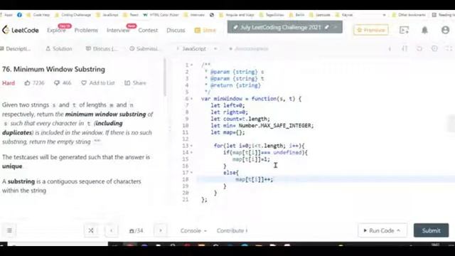 76. Minimum Window Substring /sliding window algorithm Bangla