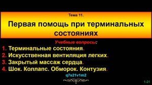 Тема 11. Первая помощь при терминальных состояниях.